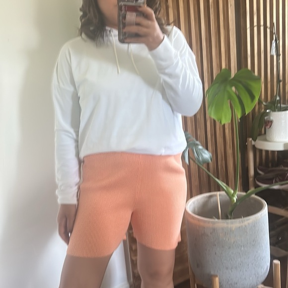 NWT Bae The Label Cloud Papaya Orange Nine Knit Maternity Bike Shorts, size S - Picture 1 of 8
